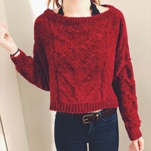 NWOT Crop Velvet Sweater